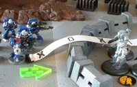 Photograph of Space Marines and Steel TacArms miniatures