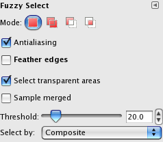 GIMP settings for fuzzy select tool