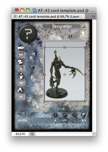 Photoshop window with grim golem overseer resized to fit neatly on card