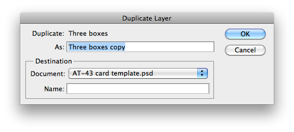 Photoshop "Duplicate Layer" dialog window