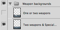 Photoshop layer group "Weapon backgrounds"