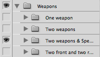 Photoshop layer group "Weapons"