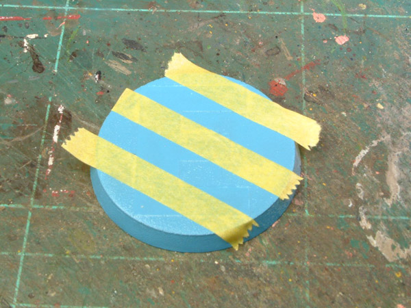 Three strips of masking tape applied