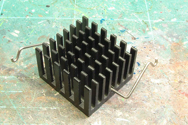 A heat sink as it was removed from a computer