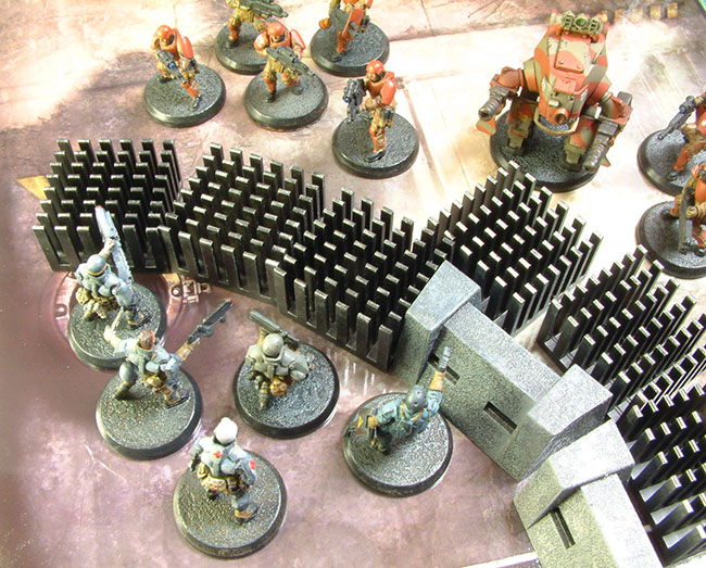 U.N.A. infantry using infantry traps to ward off attacking Red Blok troops